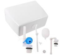 Réservoir de Toilettes à Poignée de Tirage Murale, Plastique Blanc | Usage Commercial, Valve Flotteur et Remplissage Inclus, Matériel Fourni, pour Toilettes Existantes et Maintenance
