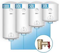 Réservoir d'eau chaude - Électrique, 30 litres, Économie d'énergie, Puissance de chauffage de 1500W, Température maximale de 75°C, Thermomètre, Soupape de sécurité, Anode en magnésium - Chauffe-eau, B
