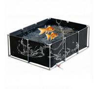 Réservoir d'eau d'aquaculture en Toile épaisse avec Support | Bâche Souple en PVC pour Bassin à Poissons avec Cadre en Acier,Bassin ornemental et réserve d'eau, vanne de vidange