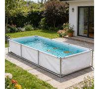 Réservoir d'eau d'aquaculture en Toile épaisse avec Support | Bâche Souple en PVC pour Bassin à Poissons avec Cadre en Acier,Bassin ornemental et réserve d'eau, vanne de vidange