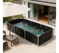 Réservoir d'eau d'aquaculture en Toile épaisse avec Support | Bâche Souple en PVC pour Bassin à Poissons avec Cadre en Acier,Bassin ornemental et réserve d'eau, vanne de vidange