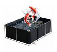 Réservoir d'eau d'aquaculture en Toile épaisse avec Support | Bâche Souple en PVC pour Bassin à Poissons avec Cadre en Acier,Bassin ornemental et réserve d'eau, vanne de vidange