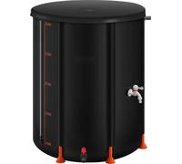 Réservoir d'eau de pluie / citerne pliable - Volume 201 L - PVC 1000D - Avec robinet - Avec kit de trop-plein - Portable - Noir
