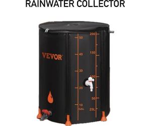 Réservoir d'eau de pluie pliable avec raccord pour tuyau, capacité de 379 litres, couleur noire, matériau résistant