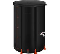 Réservoir d'eau de pluie - Réservoir d'eau de pluie pliable 380 L - PVC 1000D - Avec robinet - Kit de trop-plein - Portable - Noir