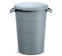 Réservoir d'eau de pluie Tank 80 litres avec couvercle - gris - Tonneau universel en plastique avec poignées de transport - Tonneau de récupération d'eau de pluie Baril à pluie Seau polyvalent jardin