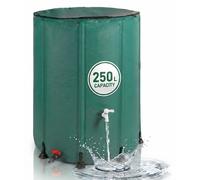 Réservoir d'eau pliable Relaxdays, 250 L, jardin et balcon, 2 robinets, trop-plein, couvercle avec protection anti-feuilles, réservoir d'eau, PVC, vert