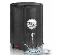 Réservoir d'eau pliable Relaxdays, 250 L, jardin et balcon, 2 robinets, trop-plein, couvercle avec protection anti-feuilles, réservoir d'eau, PVC, noir