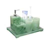 Réservoir Distributeur de Savon Ensembles d'accessoires de Salle de Bain, décor Unique de Baignoire-Douche en jadéite Artificielle, Ensembles d'accessoires de Salle de Bain en résine de 6 pièces