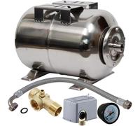 Réservoir sous pression en acier inoxydable de 50 litres, avec kit de pressostat et tuyau blindé, pour station de pompage domestique