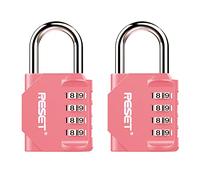 RESET-060 - Cadenas Rose à Combinaison de 4 Chiffres, Idéal pour École, Gym, Casiers Sportifs, Clôtures, Boîtes à Outils, Portails et Valises,2 Pack
