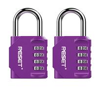 RESET-060-Cadenas Violet à Combinaison de 4 Chiffres, Idéal pour École, Gym, Casiers Sportifs, Clôtures, Boîtes à Outils, Portails et Valises,2 Pack