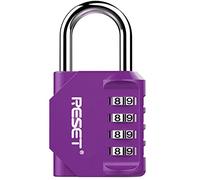 RESET-060-Cadenas Violet à Combinaison de 4 Chiffres, Idéal pour École, Gym, Casiers Sportifs, Clôtures, Boîtes à Outils, Portails et Valises