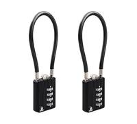 RESET-204 Cadenas câble à code 4 chiffres de 18 cm, Ø 5 mm, antivol compact pour voyage, casier, valise, sac à dos, casque, poussette, armoire, tente, noir, 2 pièce