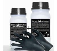 Résine époxy 2K de 15kg + durcisseur + gants EP résine laminée de qualité professionnelle en verre transparent et inodore, résine époxy UV pour bois, table de sol, aquarium, moulage GFK DIPOXY-2K-700…