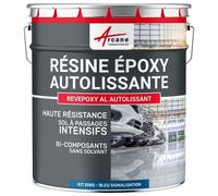 Résine Epoxy Autolissante - Peinture pour Sol : Déco intérieure, Atelier - Effet Miroir Bleu signalisation - RAL 5017 25 kg