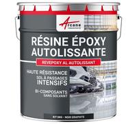 ARCANE INDUSTRIES Résine epoxy, autolissante, Peinture pour Sol : déco, intérieure, Atelier, Effet Miroir - 5 kg Noir Graphite - RAL 9011