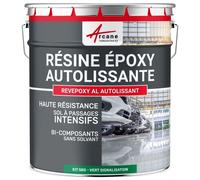 Résine Epoxy Autolissante - Peinture pour Sol : Déco intérieure, Atelier - Effet Miroir Vert signalisation - RAL 6024 5 kg