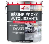 ARCANE INDUSTRIES Résine epoxy, autolissante, Peinture pour Sol : déco, intérieure, Atelier, Effet Miroir - 5 kg Noir Graphite - RAL 9011