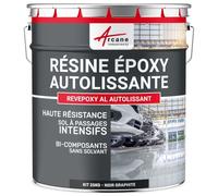 ARCANE INDUSTRIES Résine epoxy, autolissante, Peinture pour Sol : déco, intérieure, Atelier, Effet Miroir - 25 kg Noir Graphite - RAL 9011