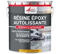 ARCANE INDUSTRIES Résine epoxy, autolissante, Peinture pour Sol : déco, intérieure, Atelier, Effet Miroir - 5 kg Jaune Signalisation - RAL 1023