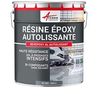 Résine Epoxy Autolissante - Peinture pour Sol : Déco intérieure, Atelier - Effet Miroir Gris 2 ral 7046 Kit de 5 kg