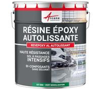 Résine Époxy Sol Autolissante Carrelage et Béton 5 kg Vert signalisation | Autolissante pour Sols Carrelage et Béton à Passage Intensif, Haute Résistance Chimique et Mécanique - Arcane Industries