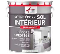 Résine Époxy Sol Cuisine Salle de Bain 1 kg Blanc - RAL 9003 | Application Directe sans sous-Couche, Bonne Accroche sur Carrelage, Résiste aux Uv et aux Taches - Arcane Industries