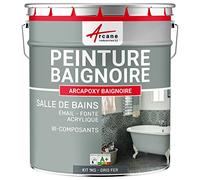 PEINTURE BAIGNOIRE LAVABO - Résine Époxy - 1 kg (jusqu'à 3 m² en 2 couches) Gris fer - RAL 7011