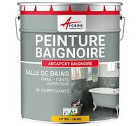 Peinture baignoire et lavabo - Résine de rénovation pour émail, acrylique et fonte - ARCANE INDUSTRIES RAL 1023 Jaune Kit 1 Kg jusqu'a 3m² pour 2 couches