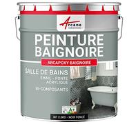 Peinture baignoire et lavabo - Résine de rénovation pour émail, acrylique et fonte - ARCANE INDUSTRIES RAL 9005 Noir foncé Kit de 2.5 Kg jusqu'à 8m² pour 2 couches