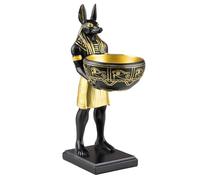 Résine Statue Égyptienne Anubis, Plateau de Rangement Décoratif | Style Dieu Égyptien Ancien, Placement Stable sur Table, pour Bagues, Fruits et Collectionneurs