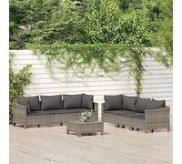 Résine tressée imperméable Design Moderne Ensemble 7 pièces Gris 50.4 | Salon de jardin 7 pieces avec coussins Gris Resine tressee Modulable Exterieur Ensemble Canape Angle Repose-pied Confortable