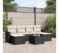 Résine tressée imperméable Ensemble canapés design Noir 7 pièces | Salon de jardin 7 pieces avec coussins noir resine tressee ensemble mobilier exterieur modulable table verre pour terrasse