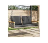 vidaXL Banc suspendu avec coussin Gris 109x62x40 cm Poly rotin