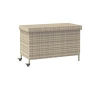 vidaXL Coffre de jardin à roulettes gris clair 110x55x73 cm Poly rotin