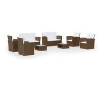 Resine tressee vidaxl 8 pieces beige Ensembles canapes. fauteuils et tables de jardin 66 x 125 x 87.5 8 personnes Marron G