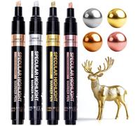 Resiners Marqueurs Chrome, Stylos Effet Miroir 2-5 mm, 4 Couleurs | Encre Chrome Effet Miroir pour Résine Époxy, Métal, Verre. Résistante UV, Application Fluide 2-5 mm. Loisirs Créatifs