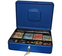 RESKAL Caisse à monnaie 90 X 300 x 240 mm coloris bleu mat casier avec 9 compartiments