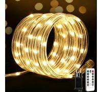 RESNCIE Guirlande Lumineuse Connectable 20 m, 200 LED, Comprend 2 Guirlandes Tubes de 10 m avec 100 LED, Blanc Chaud, Étanche, avec Télécommande et 8 Modes d’Éclairage pour Extérieur, Intérieur, Noël
