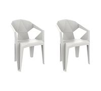 RESOL Delta Set 2 chaises de Jardin avec accoudoirs, empilable | Fauteuil Design Moderne, léger et Durable, Filtre Solaire UV | pour Patio, Balcon ou terrasse, Salle à Manger extérieure - Blanc