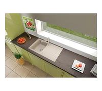 Respekta Évier en minéralite beige sablé/Évier encastrable 1 bac de 86 x 50 cm/adapté aux meubles bas de 45 cm de large