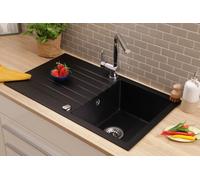 Respekta Almonto Spüle Granit Einbau 86 x 50 cm Noir 1 bac