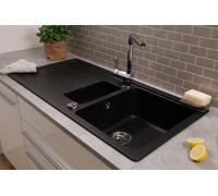 Respekta Austin AUSTIN100x50S Évier Cuisine Encastré Granit 100 x 50 Noir