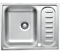 Respekta Évier en acier inoxydable Riverside / 1 bac Évier encastrable de 61,5 x 50 cm/Évier en acier inoxydable avec égouttoir adapté aux meubles sous évier à partir de 50 cm de largeur