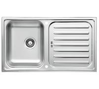 Respekta Évier en inox Riverside/Évier-encastré 1 bac 86 x 50 cm/en inox avec égouttoir adapté aux meubles bas à partir de 50 cm de largeur