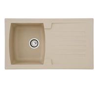 Respekta Évier en minéralite beige sablé/Évier encastrable 1 bac de 86 x 50 cm/adapté aux meubles bas de 45 cm de large