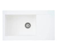 Respekta Évier en Minéralite Denver Blanc/Encastrable à 1 Bac de 86 x 50 cm/Adapté aux Meubles Bas de 60 cm de Large
