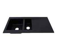 Respekta Évier en minéralite Denver en noir/Évier encastrable à 1 cuve de 100 x 50 cm/Évier adapté pour des meubles sous-évier d'au moins 60 cm de large