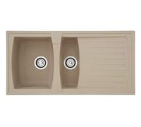 Respekta Évier minéralite en beige sable/intégré 1,5 bac en 100 x 50 cm/adapté aux meubles sous-évier dès 60 cm de largeur